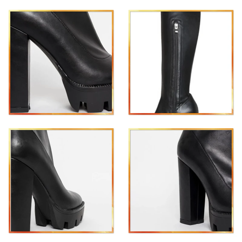 Spring New Flock Leather Women Over The Knee Boots Sexy 12cm High Heels Autumn Woman Shoes Winter Women Boots Size 36-41