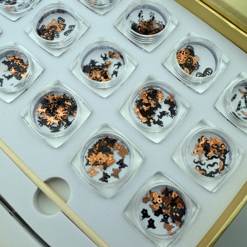 Черные металлические наклейки для дизайна ногтей аксессуары из фольги набор