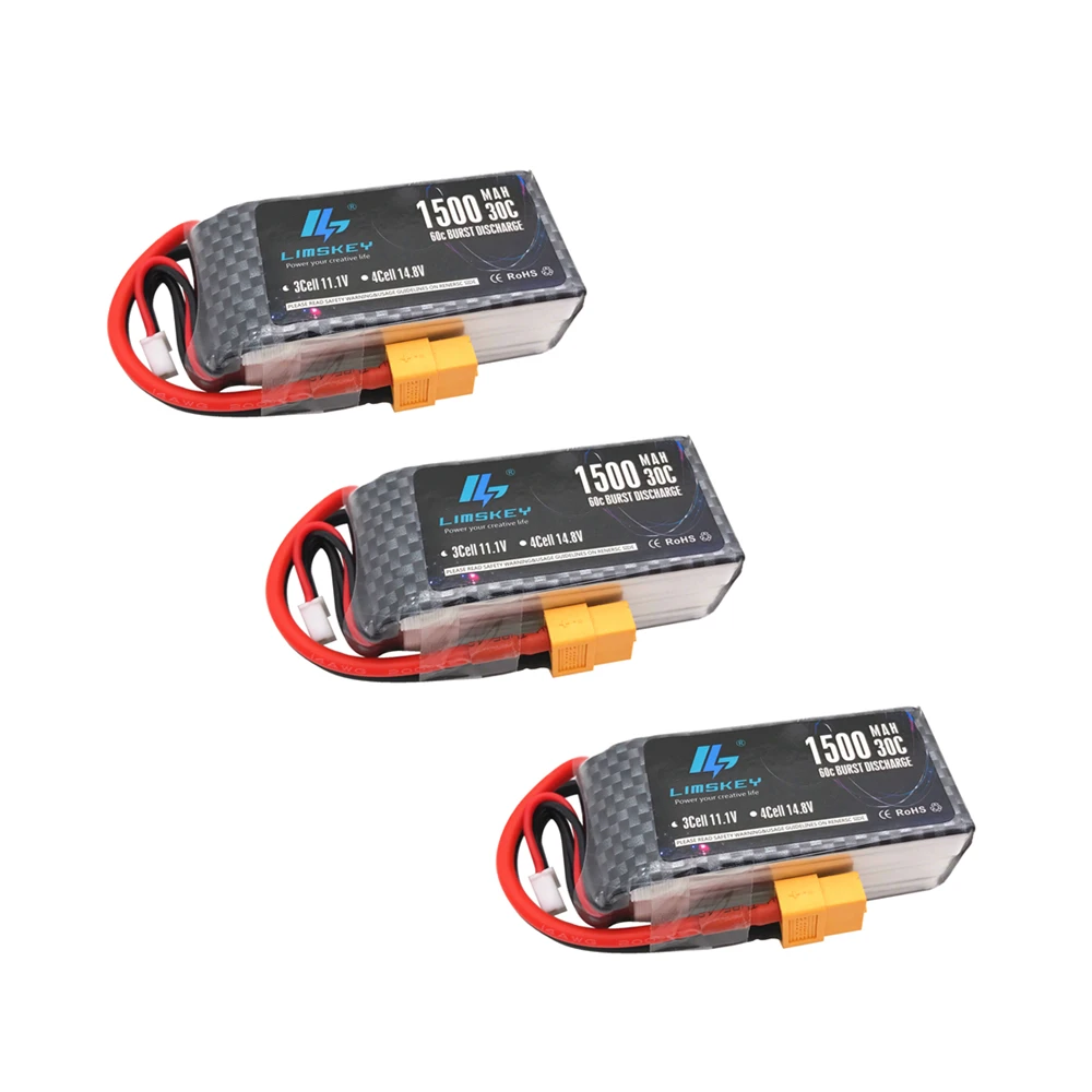3 шт. батарея Limskey 3S LiPo 11 1 В 1500 мАч 30C MAX 60C XT60 штепсельная Вилка для