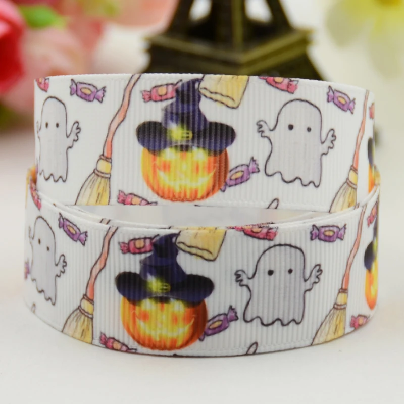 

22mm 25mm 38mm 75mm Halloween pumpkin Cartoon Character printed Grosgrain Ribbon party decoration 10 Yards X-01050