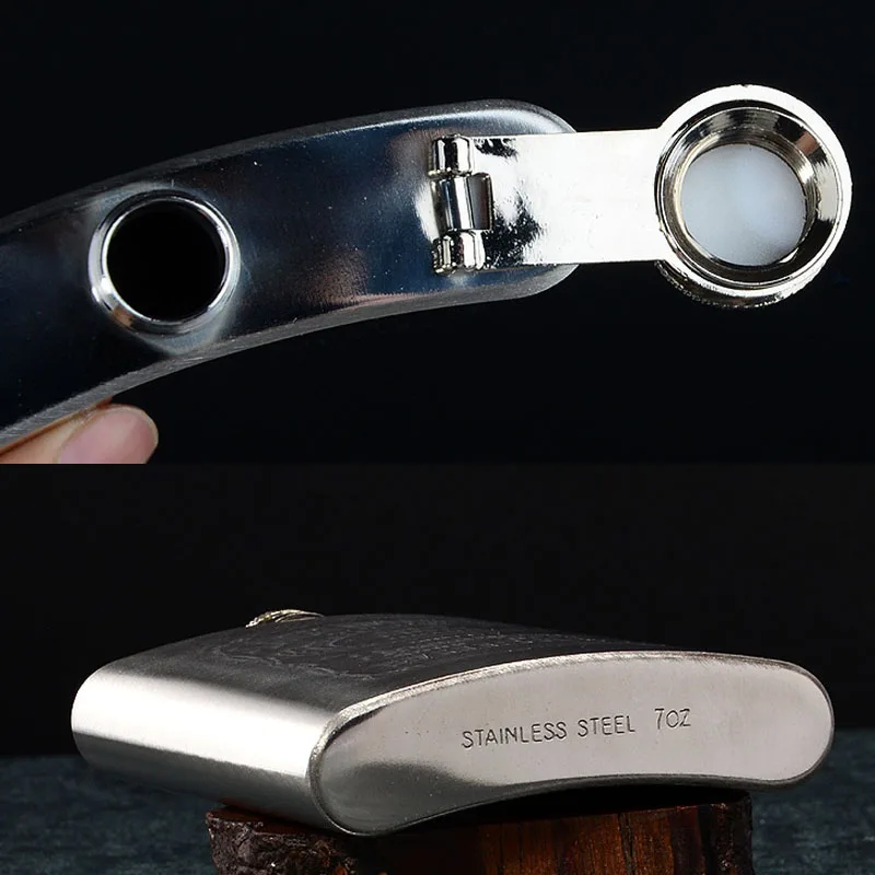 7 унций портативная фляжка из нержавеющей стали с коробкой в подарок виски
