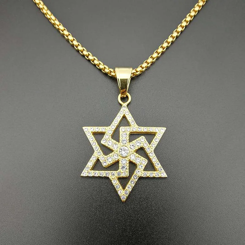 В стиле хип-хоп паве со стразами Bling льдом золото Нержавеющая сталь Свастика