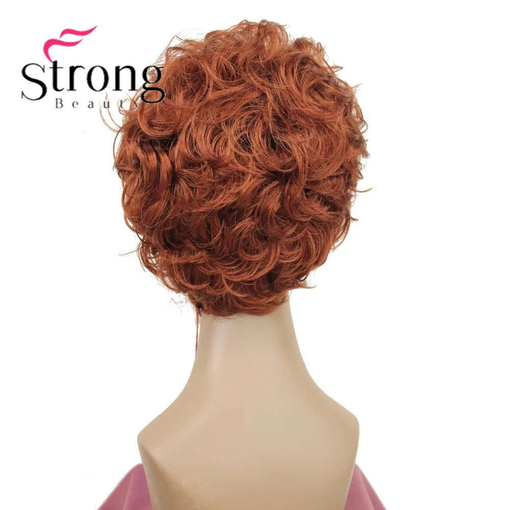 StrongBeauty короткий парик из натуральных волн медный красный полный синтетический парик цвета на выбор