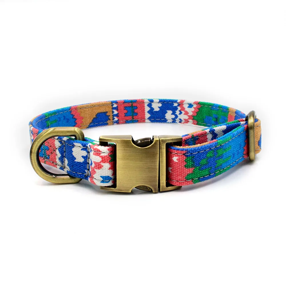 Dog Collar Lettering Pet Collar Bohemian Buckle retro Dog Cat Collar Pet Supplies accessories Cloth+Metal dropshipping Z620