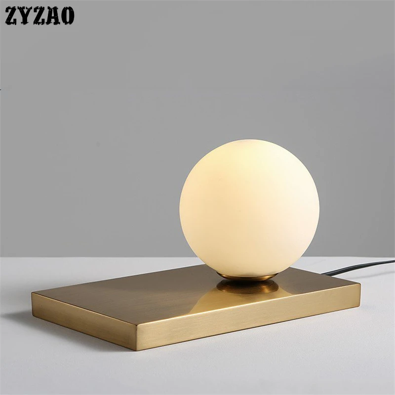 

Nordic Creative Minimalist Glass Round Spherical Table Lamps Modern Bedroom Bedside Reading Lamp Study Living Room Led Desk Lamp