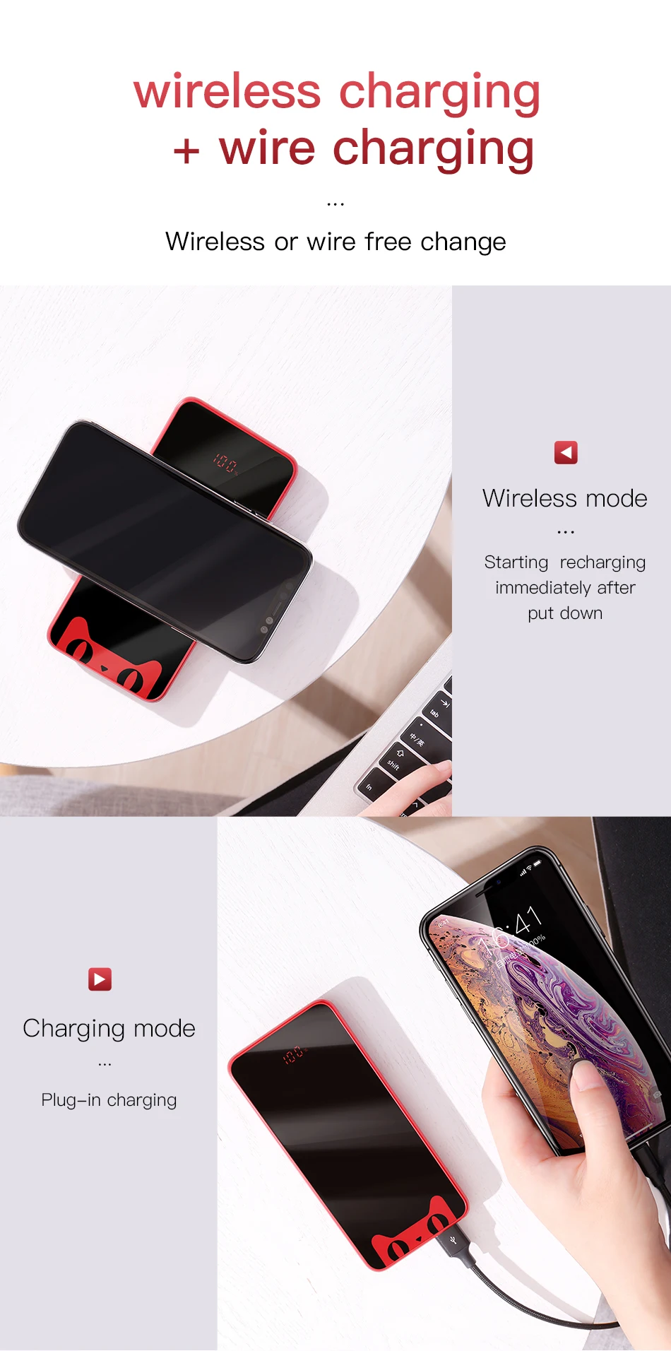Baseus Tmall Cat 10000 мАч портативное Qi Беспроводное зарядное устройство, внешний аккумулятор для iPhone 11 Pro Max Xiaomi Mi 9