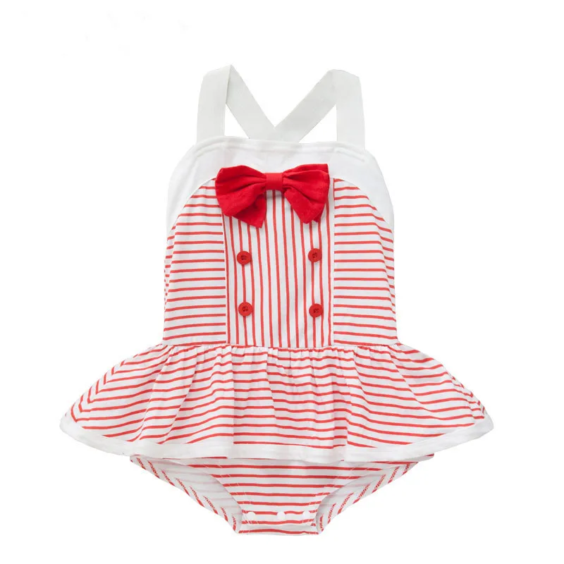 

Платье для новорожденных, одежда для девочек, полосатый комбинезон принцессы с оборками, Детский комбинезон с кружевом