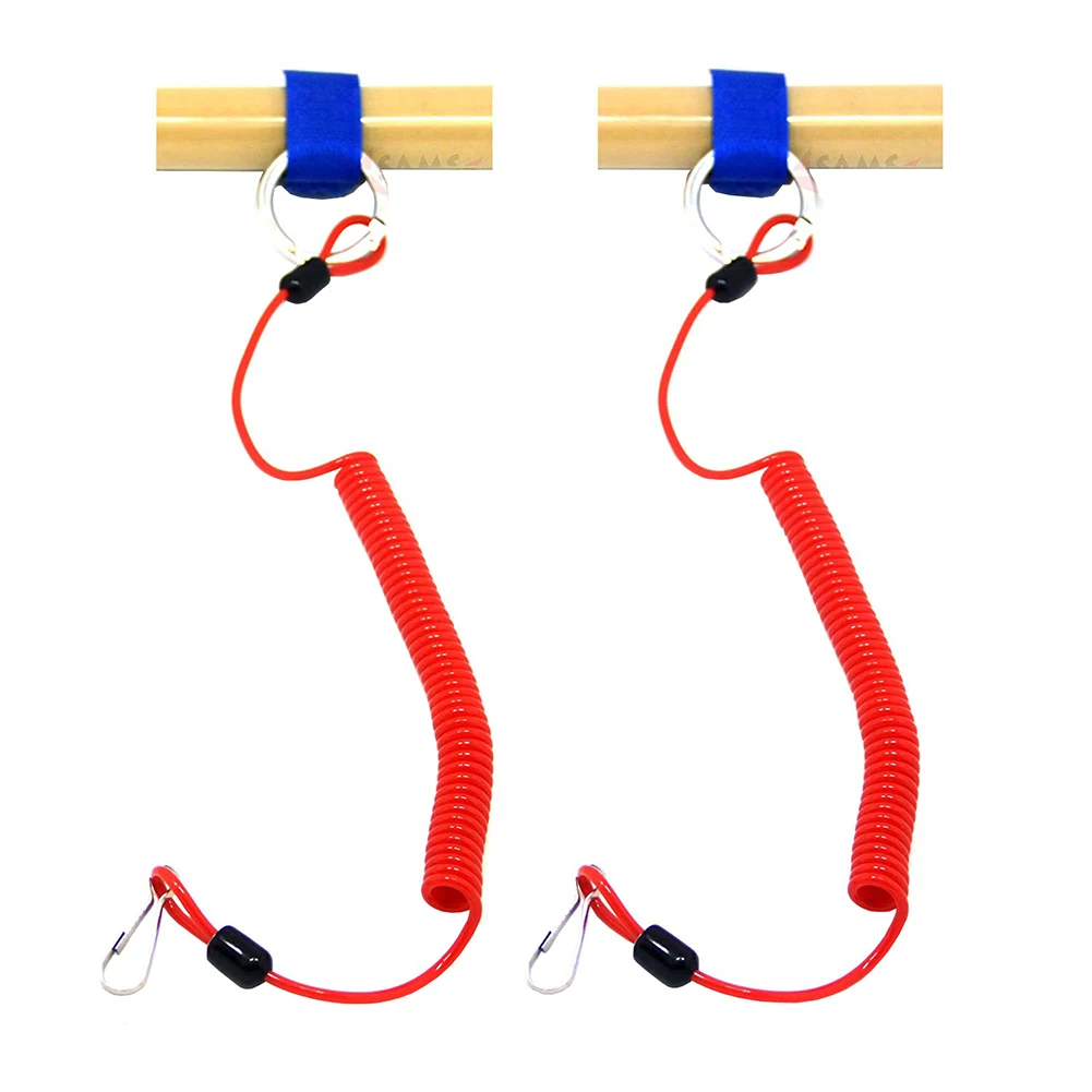 Elastic Easy Use Coiled Lanyard Stretch Rope Surfboard Paddle Leash Fixing Canoe With Key Ring Rowing Boats Raft Safety Kayak | Спорт и