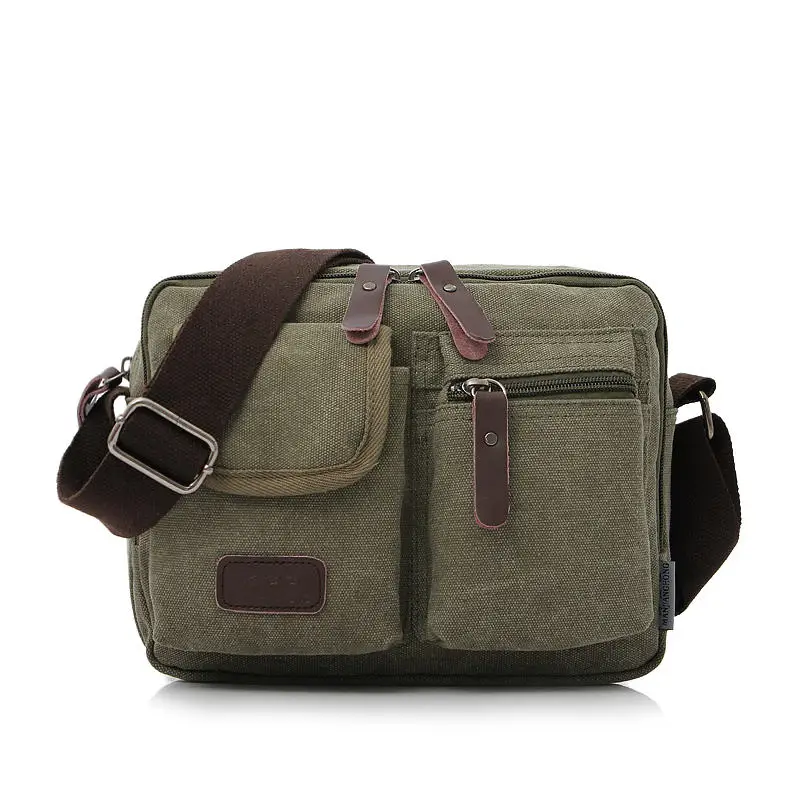 Army Green Высококачественная Мужская Холщовая Сумка на плечо, повседневная дорожная мужская сумка через плечо, роскошные мужские сумки-мессенджеры, сумки-тоут - Цвет: Army Green