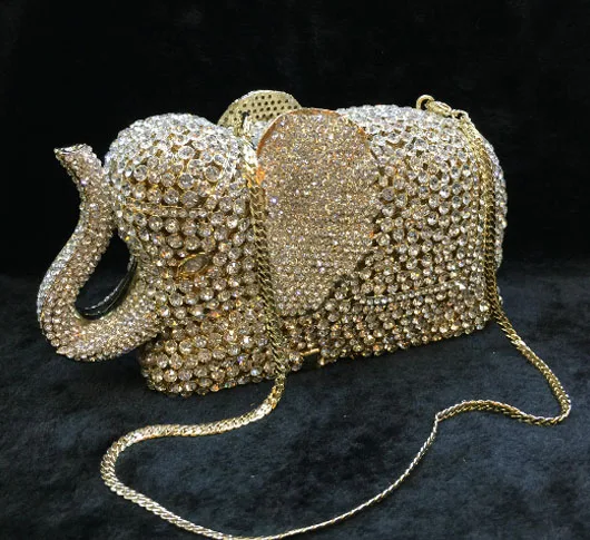 Дизайнерская брендовая Сумка клатч в форме слона с животными золотые и