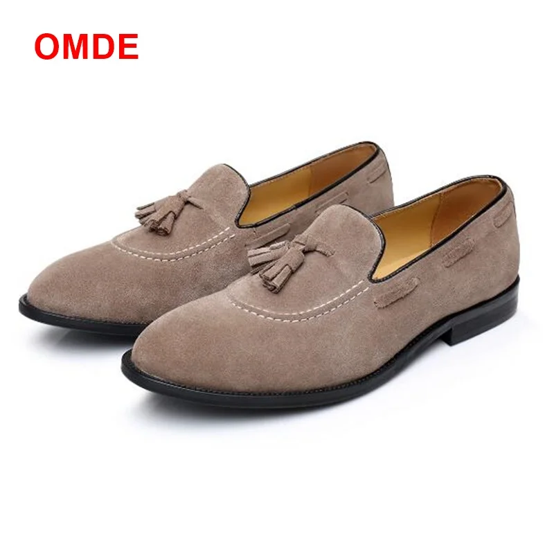 

OMDE High Quality Suede Loafers Men Handmade Tassel Shoes Plus Size Driving Shoes Slip-on Casual Shoes