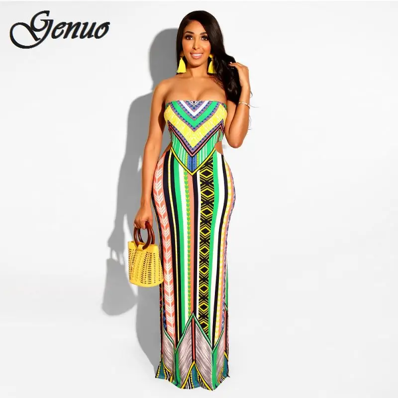 Женское платье в богемном стиле с поясом разноцветное пляжное полоску без