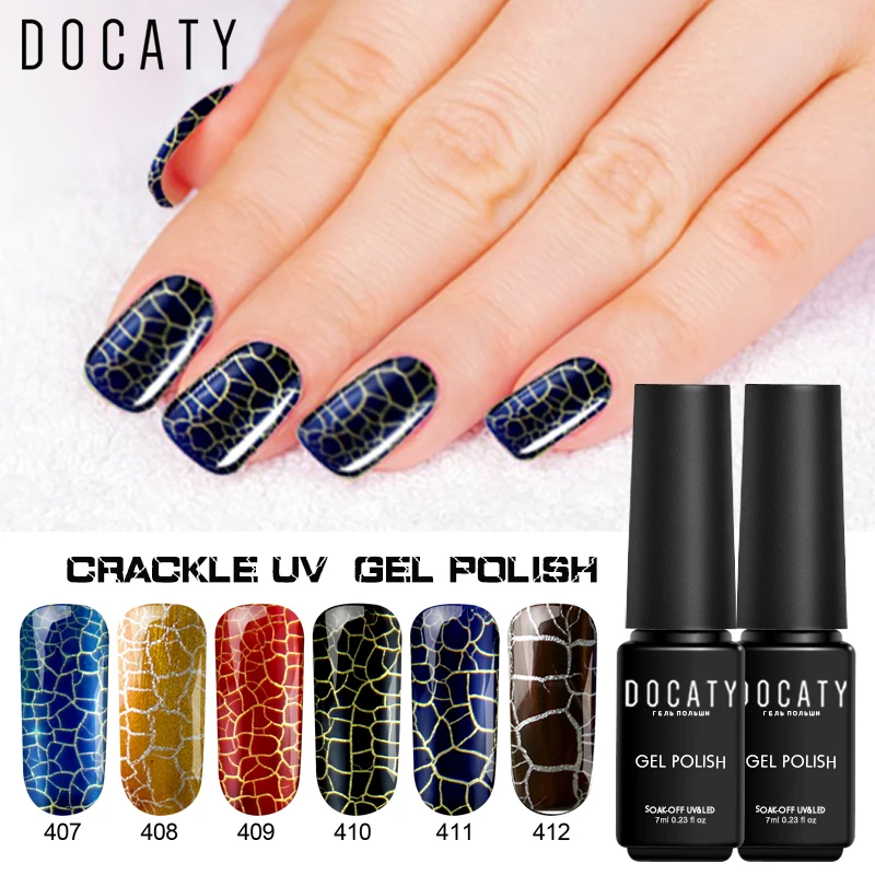 Docaty УФ гель лак для ногтей лаки Потрескивающий Краска Гель полупостоянные