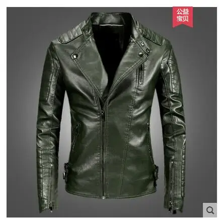 Мужская кожаная куртка тонкая большого размера 2019|Куртки из искуственной кожи| |