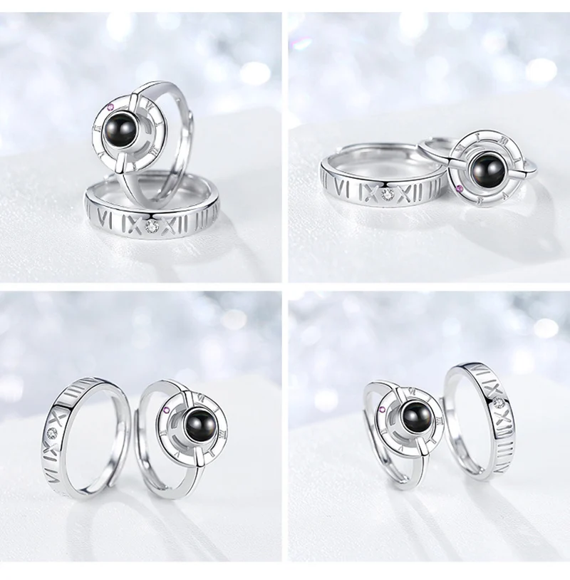Комплект из 2 предметов 100 языков проекции I Love You кольца для Для мужчин Для женщин обувь для влюбленных с подсветкой для помолвки, свадьбы, годовщины аксессуары