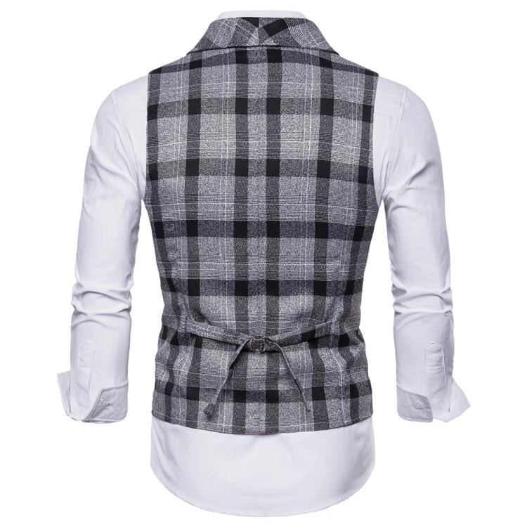 Модный костюм жилет для мужчин формальное платье Colete Masculino в елочку фитнеса без