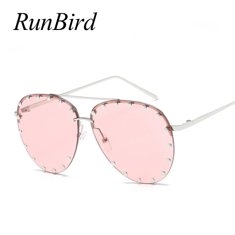 Солнцезащитные очки RunBird с заклепками и красными линзами для мужчин женщин