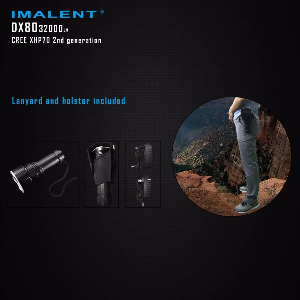 IMALENT DX80 8* Cree XHP70 светодиодный фонарик 32000 люменов 806 метров usb фонарь с зарядным интерфейсом