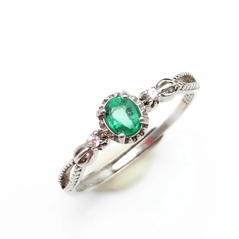 

elegant and classic ring with 100% natural emerald ring in 925 sterling silver for women& lady as anniversary gift with box