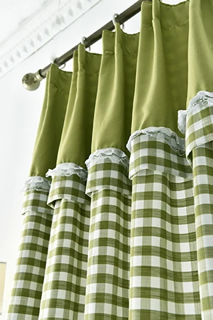 curtain 1pc Корейские короткие занавески s для кухни, гостиной, клетчатые хлопчатобумажные льняные занавески для спальни, оконные жалюзи, кружевной Текстиль для дома, tende - Цвет: curtain 1pc