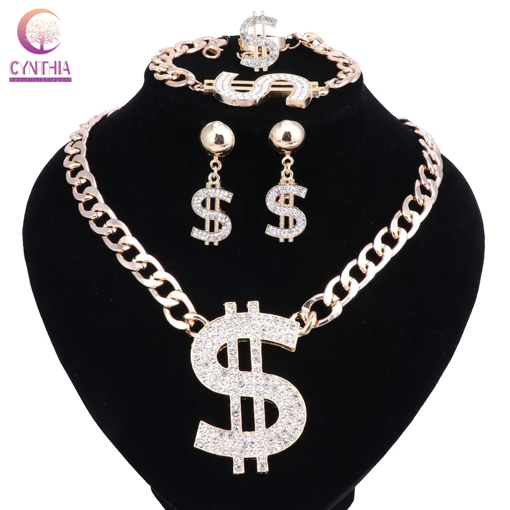 Африканский нигерийский Дубай Свадебный комплект ювелирных изделий золотой