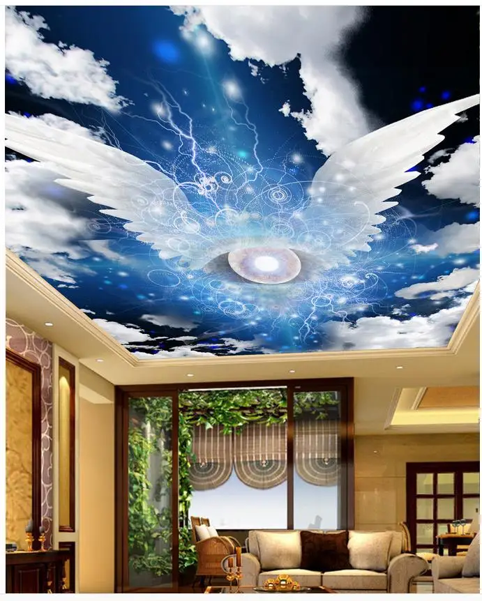 Фотообои с изображением звезд крыльев Ангела облаков потолка 3d обои для гостиной