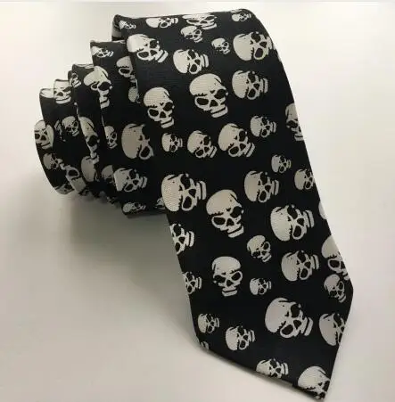 

Unique 5cm Popular Ties For Men Casual Narrow Tie Fashion Printed Necktie Big Skull Notes Gravata Wedding Tie