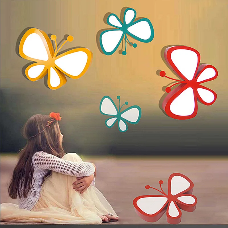 LED master bedroom children's room ceiling lamp metal painted boy girl cartoon butterfly | Освещение