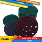 12 шт 6 дюймов 150 мм 17 отверстий круглый крюк  Петля Промышленные Чистящие колодки сверхмощный 240 #400 #1000 # нейлоновая полировальная прокладка для очистки