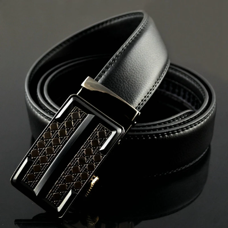 KAWEIDA Mens Accessories 2018 Genuine Leather Belt Vintage Letter I Luxe Automatic Metal Buckle Black Ceinture Homme | Аксессуары для