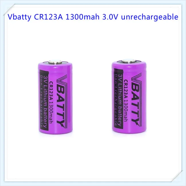 100% оригинал Vbatty CR123A 1300mah 3 0 V li ion неперезаряжаемая батарея наружный фонарик с