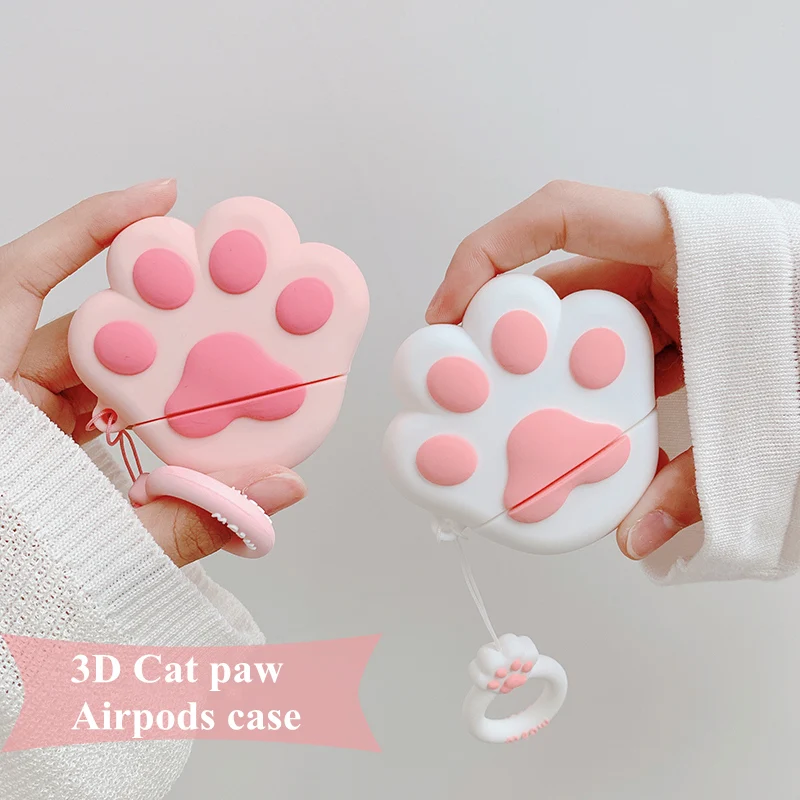 3D Розовый силиконовый чехол в виде кошачьей Лапы Для Apple Airpods чехол Bluetooth беспроводной чехол для наушников чехол для зарядки сумки