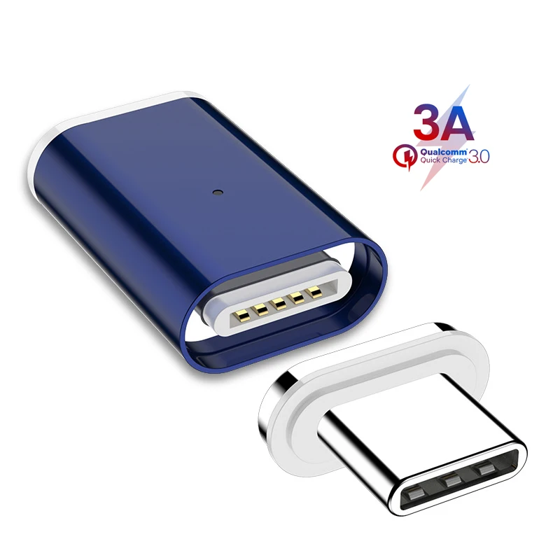 Магнитный адаптер 3A MAX Type C /Micro USB/8 Pin для быстрой зарядки и передачи данных iPhone XS XR