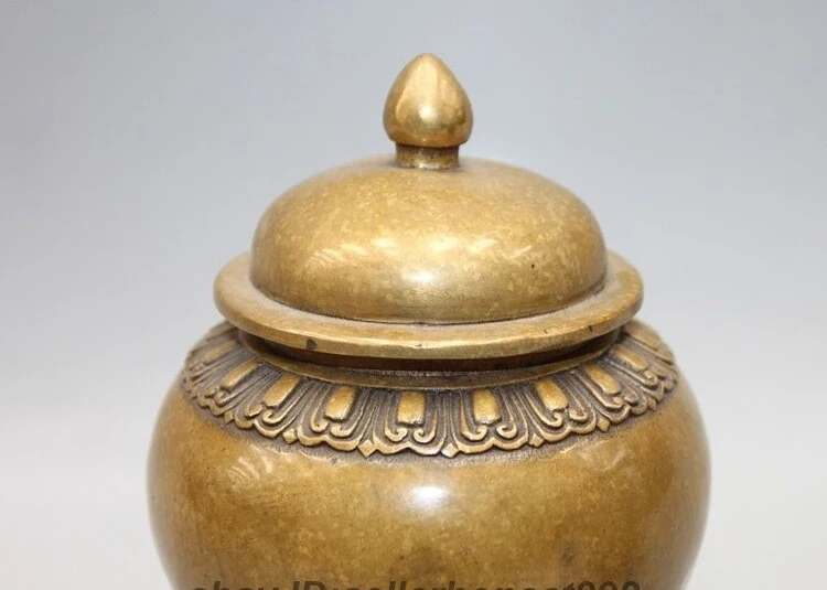 6.69&quot Chinese craftwork Refined Bronze Copper Tea caddy Vase Pot Crock | Дом и сад