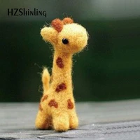 non finished handmade giraffe toy doll wool felt poked kitting diy cute giraffe wool felting for children kids girls