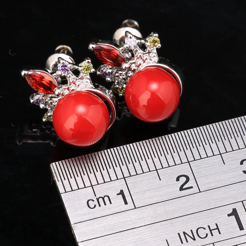 Восхитительный красный коралл гранат кубического циркония камни 925 серебро