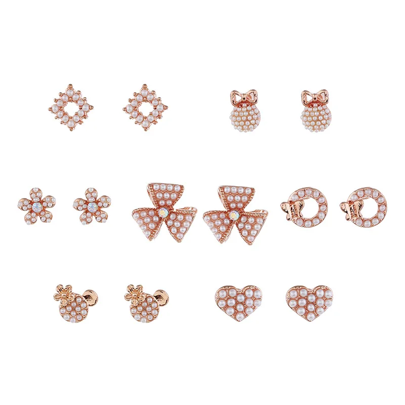 Платье для девочки 7 парные серьги пуссеты в Корейском стиле сердце жемчуг