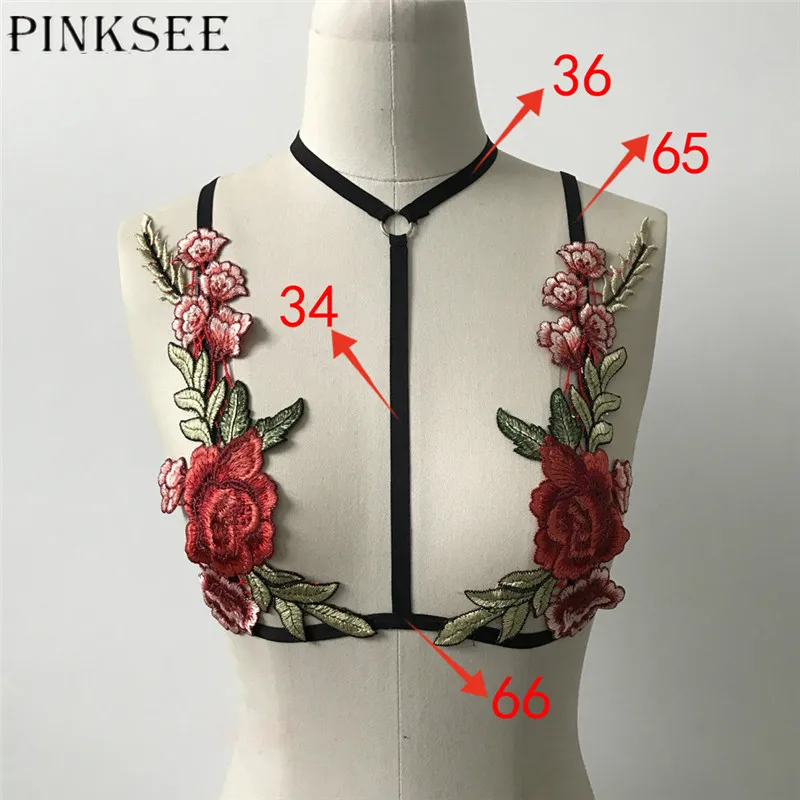 PINKSEE сексуальное красочное нижнее белье с цветочной вышивкой, эластичный бюстгальтер, ожерелье для бикини, ювелирные изделия, размер s/m/l/XL