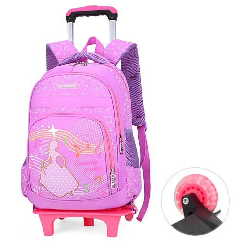 DD121102PU ZIRANYU класс 2-6 детская Тележка школьный рюкзак багаж книга сумки для мальчиков девочек рюкзак последние съемные детские школьные сумки 2/6 колеса - Цвет: DD121102PU