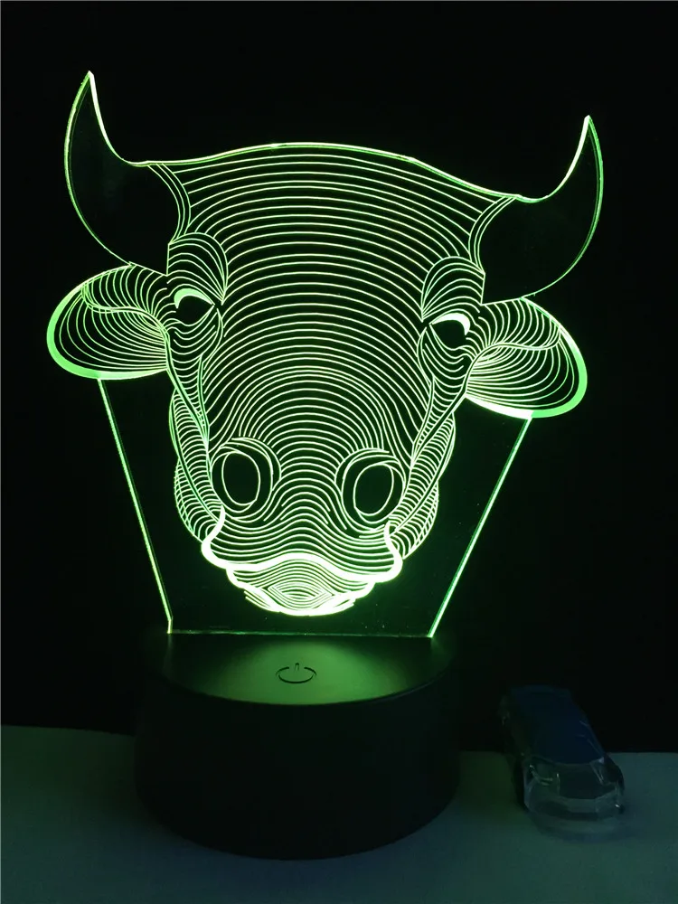 

GAOPIN Creative Cow Head Shaped 3D Lamp lighting LED USB Mood Night Light Multicolor Touch or Remote Luminaria Change Table Lamp