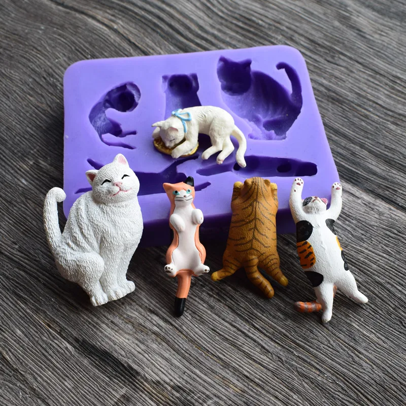 Милая силиконовая форма в виде кота для украшения тортов шоколадная конфеты