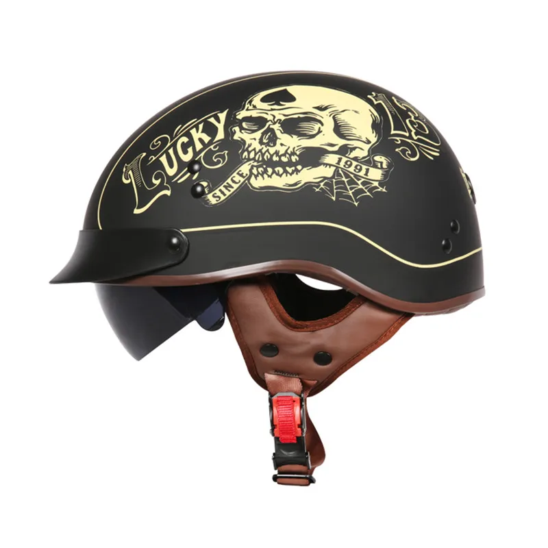 Model 1 TORC T55 винтажный полушлем летний мото rcycle шлем Ретро скутер шлем Lucky 13 Cool Skull moto casco DOT утвержден capacete - Цвет: Model 1