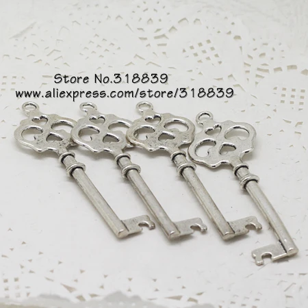 Античный металлический сплав цинка большие брелки в форме ключа Grimace Diy ювелирные