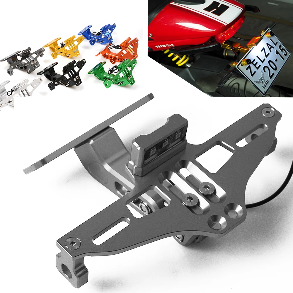 

CNC Aluminum Motorcycle Rear License Plate Mount Holder with LED Light For Yamaha MT01 MT02 MT03 MT07 MT09/Tracer MT10 MT25 /ABS