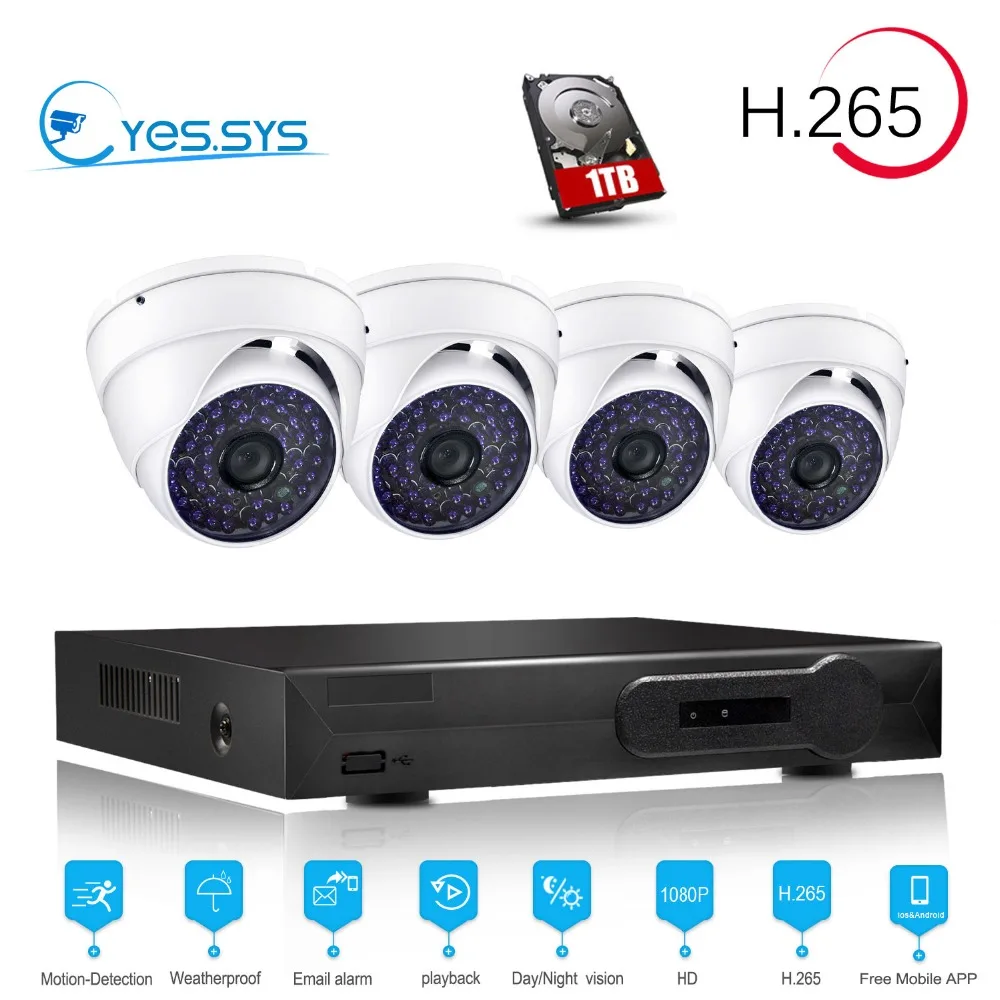 Eyessys H.265 4CH 1080 P сети POE NVR комплект видеонаблюдения Системы 2.0MP IP Камера Открытый ИК