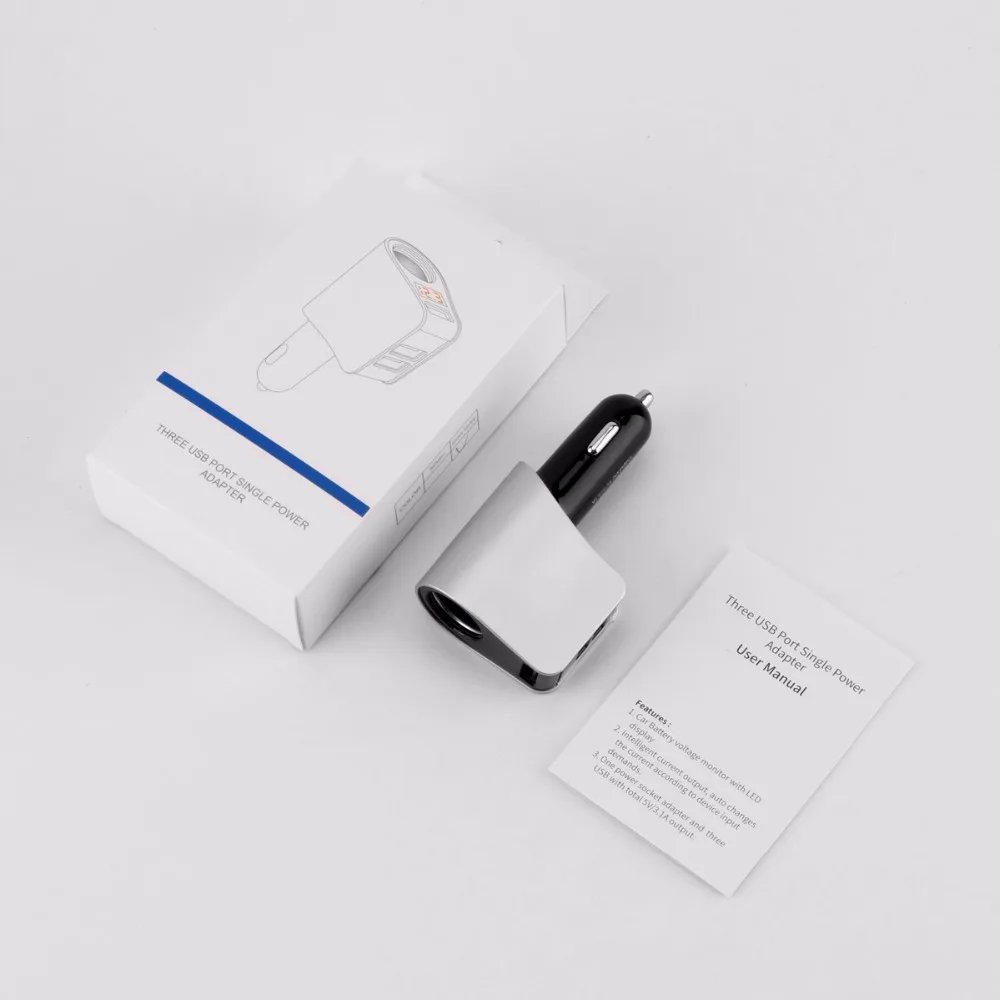 Адаптер питания Onever 3 1 А USB розетка прикуривателя поддержка быстрой смарт