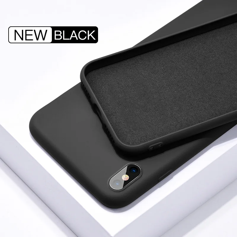 Black Жидкий силиконовый чехол Обложка для SamSung Galaxy S8 S9 S10 плюс 5G S10E Примечание 10 Pro 8 9 S7 край A60 A70 A50 A40 A30 - Цвет: Black