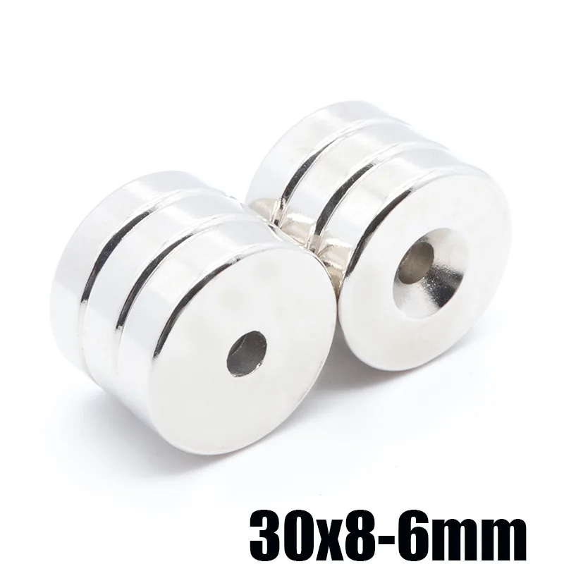 10 шт. 30 мм x8mm-6 N52 NdFeB кольцо, Магнит Dia. 30x8 мм толщиной M6 прямое отверстие неодимовый редкоземельный постоянный магнит 30x8-6mm