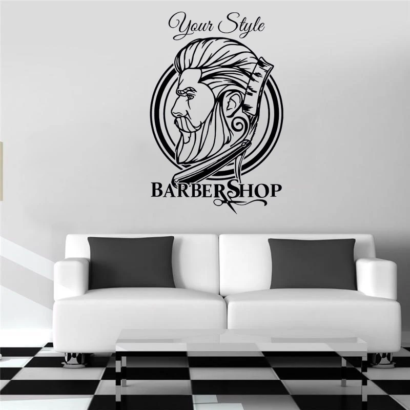 

Лидер продаж, хипстерская Настенная Наклейка для парикмахерской, Мужская Настенная Наклейка для салона красоты, наклейка для стрижки усов, съемное окно для парикмахерской, Настенный декор ZW211