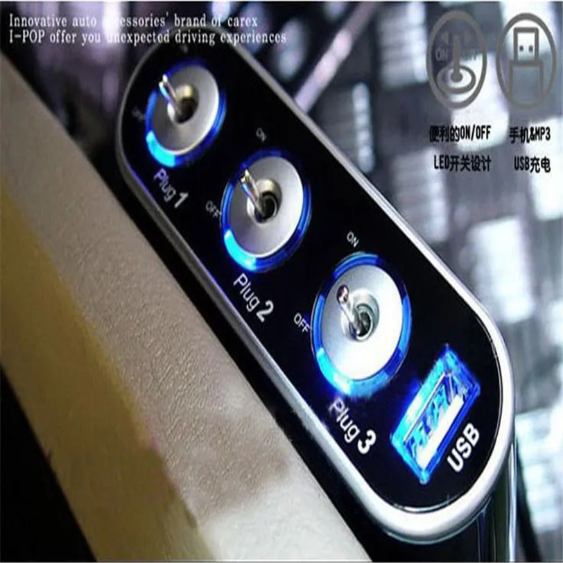 Универсальный 3 Way Тройной розетка для автомобильного прикуривателя с разъемом